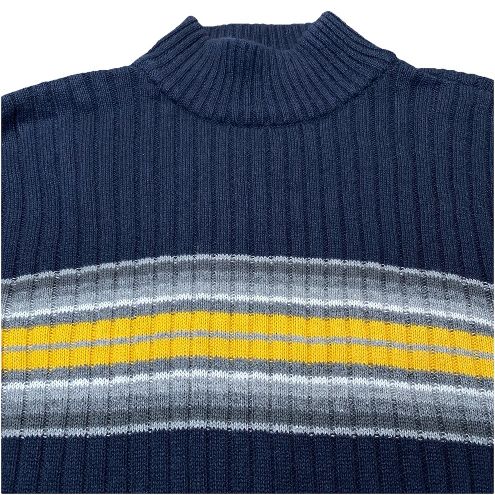 90s Aeropostale Sweater L Mens Pullover Ribbed Mock Neck Ramie Cotton Striped